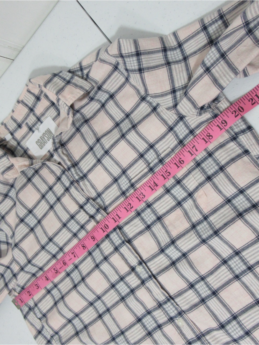 Grayson The Hero Pink Plaid Flannel Button Down Shirt Size XS - Picture 10 of 14